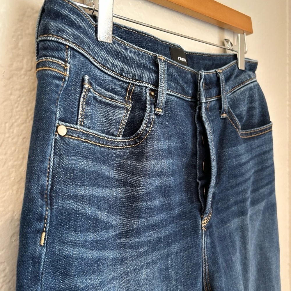 Driftwood Meg Button Fly High Rise Straight Leg Denim Jeans, Size 27 - Picture 2 of 8